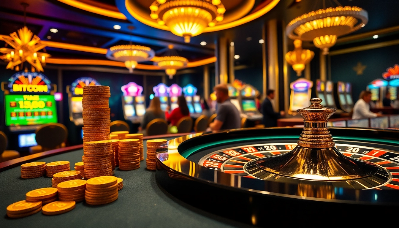 Exciting gameplay at a Bitcoin casino featuring roulette and vibrant gaming elements.
