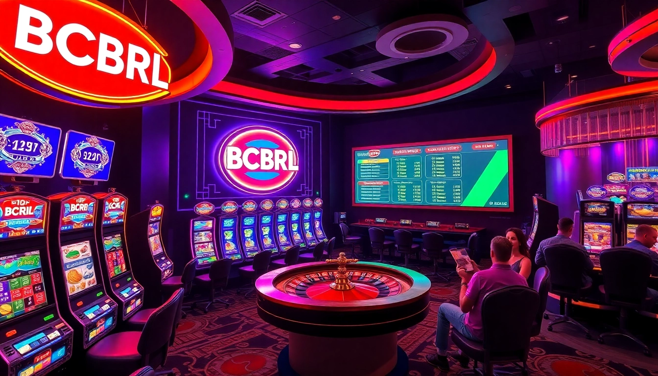 Disfruta de la atmósfera vibrante del casino BCBRL, con máquinas tragamonedas y mesas de ruleta.