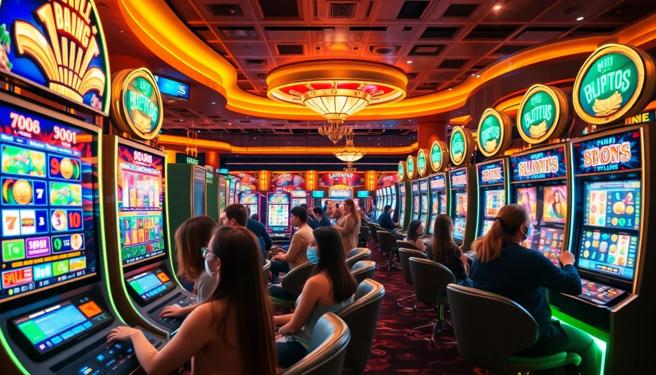 Jouer et gagner avec des machines à sous en ligne en argent réel dans un casino vibrant et coloré.