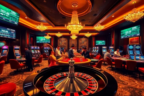 Exciting gameplay at QQ88COM casino with roulette wheel and poker chips.