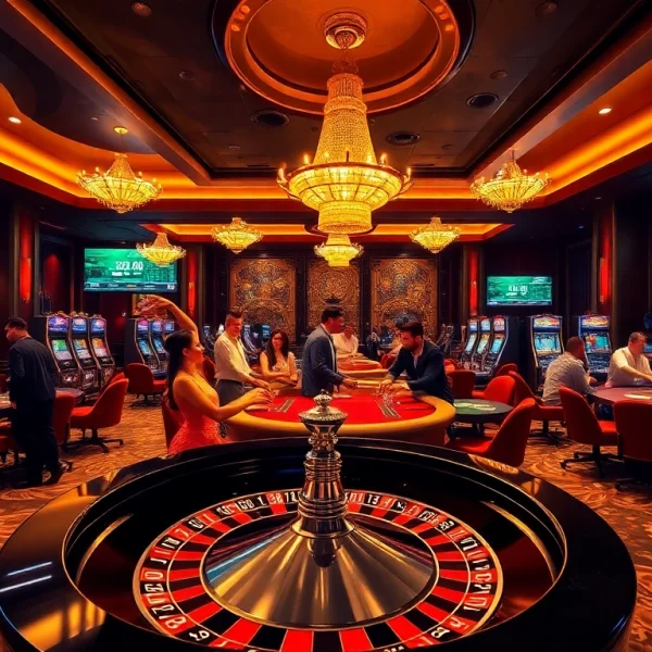 Exciting gameplay at QQ88COM casino with roulette wheel and poker chips.