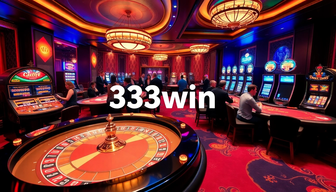 Players strategizing at a vibrant 33win casino table with cards and chips.