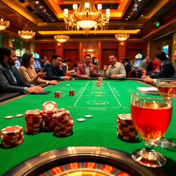 Experience the thrill of MMOO gaming at a luxurious casino filled with lively action.