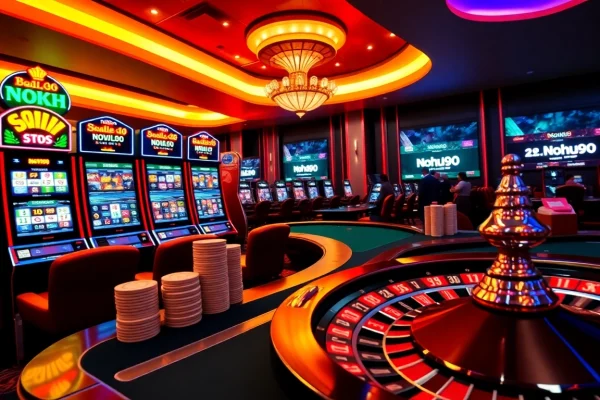 Experience thrilling gameplay at Nohu90 with vibrant slot machines and poker tables.