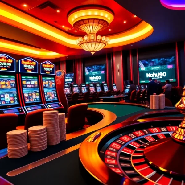 Experience thrilling gameplay at Nohu90 with vibrant slot machines and poker tables.