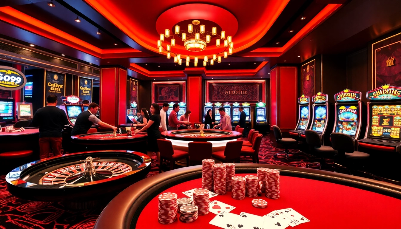 Players enjoy high-stakes games at Go99’s luxurious casino, featuring roulette and poker tables.